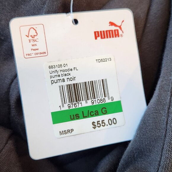Puma Hoodie, Black, Mens Large, NWT, Heavyweight, Classic Puma Logo New with tag - Picture 6 of 9